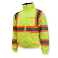 Radians SJ11QX-3Z Green Class 3 High Visibility Quilted Bomber Jacket