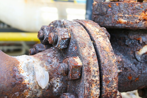 corroded nuts and pipe that need a nut splitter to remove