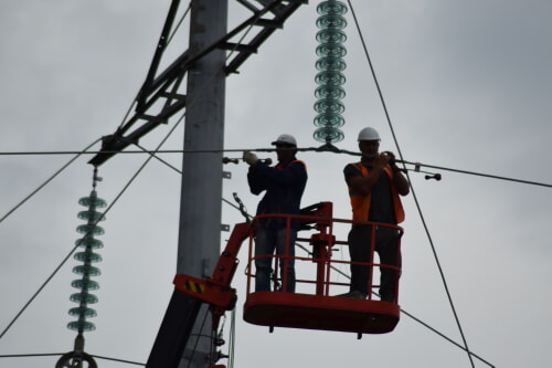 power line workers