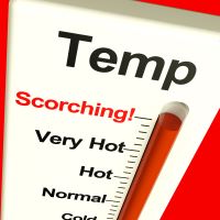 very high scorching temperatures shown on a thermometer