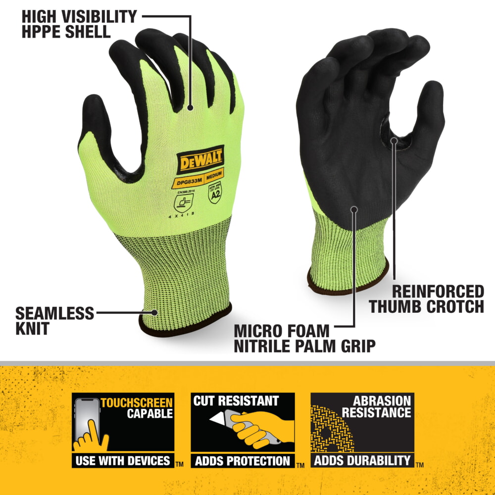 DPG833 Hi-Vis HPPE Cut Touchscreen Glove