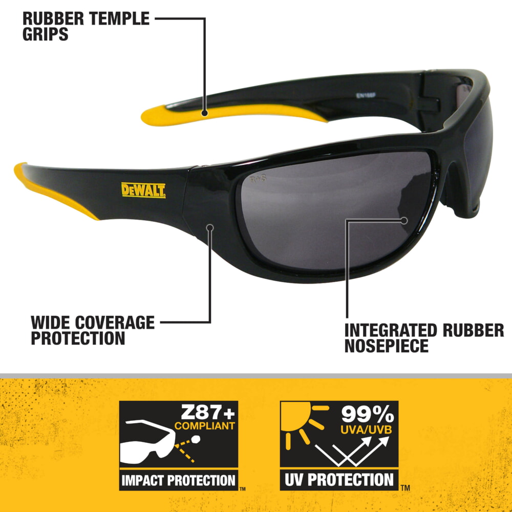 The DEWALT Dominator Safety Glass - Modern styling meets high impact protection. Silver Mirror
