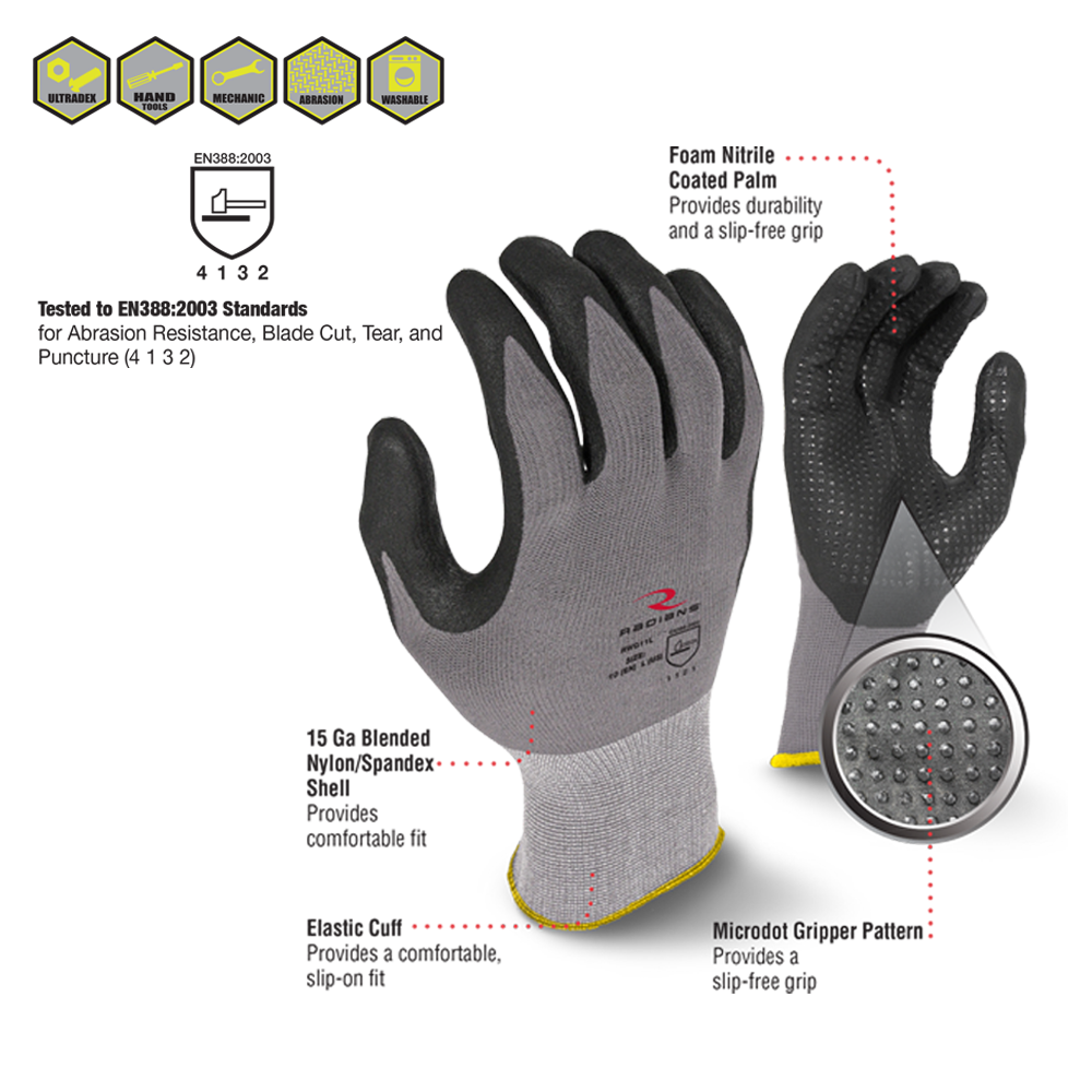 Radians RWG11 Foam Nitrile Glove 15-Gauge