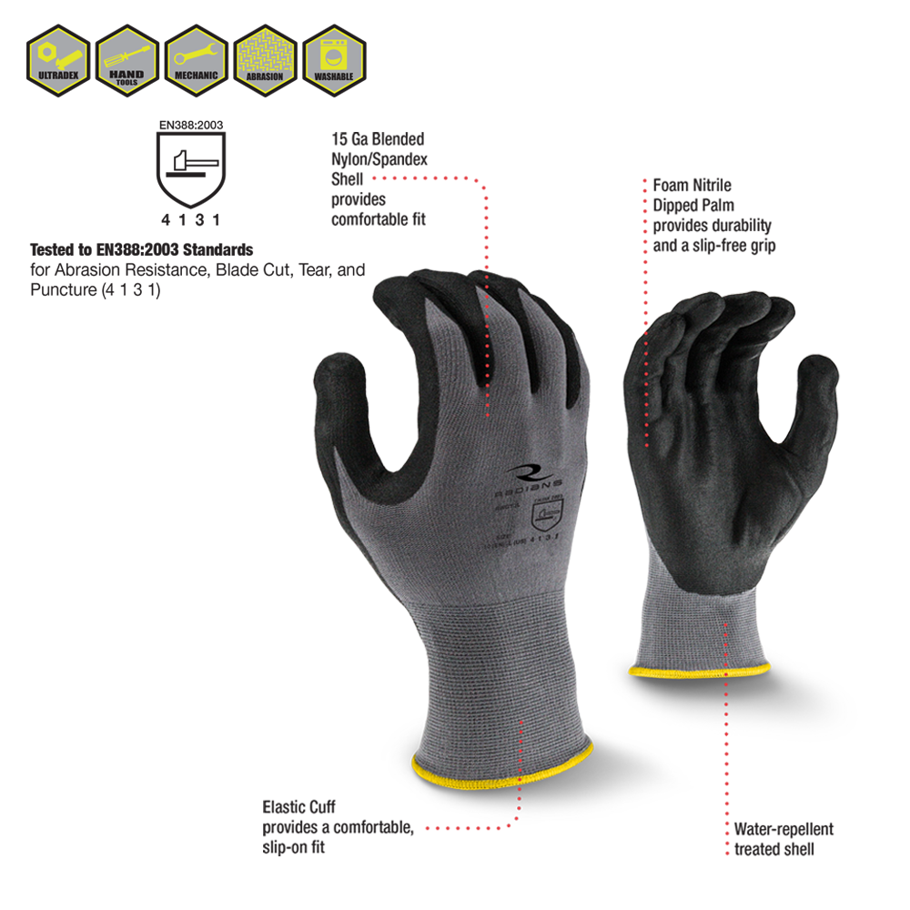 Radians RWG13 Foam Nitrile Glove 15-Gauge