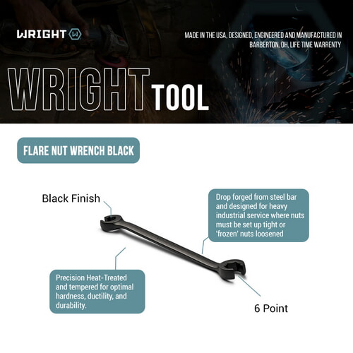 Wright Tool Flare Nut Wrench Black