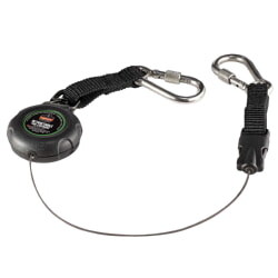 Ergodyne Squids 3000 Standard Black Retractable Lanyard - Dual SS Carabiners - 1lb 19300