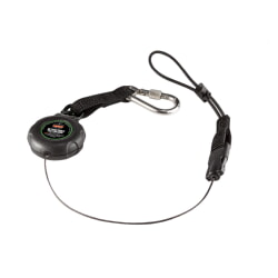 Ergodyne Squids 3001 Standard Black Retractable Lanyard - SS Carabiner Loop - 2lbs 19301