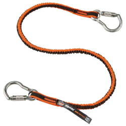 Ergodyne Squids 3111F(x) Standard Orange and Gray Lanyard - Dual SS Carabiners - 15lbs 19823 [6 Pack]