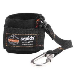 Ergodyne Squids 3114 Black Pull-On Wrist Lanyard - Carabiner - 3lbs 19056 [6 Pack]