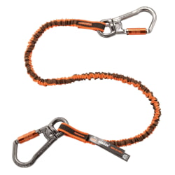Ergodyne Squids 3119F(x) Standard Orange and Gray Lanyard - Dual Locking Swivel Carabiners -25lbs 19829 [6 Pack]