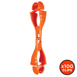 Ergodyne Squids 3400 Single Orange Glove Clip Holder with Dual Clips [100 Pack]
