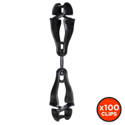 Ergodyne Squids 3420 Black Swivel Glove Clip Holder with Dual Clips [100 Pack]