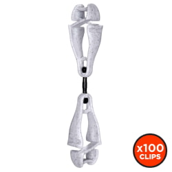 Ergodyne Squids 3420 Granite Swivel Glove Clip Holder with Dual Clips [100 Pack]