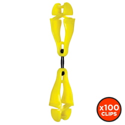 Ergodyne Squids 3420 Lime Swivel Glove Clip Holder with Dual Clips [100 Pack]