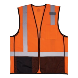 Ergodyne GloWear 8210ZBK Mesh Safety Vest Class 2 Zipper Black Bottom - Hi Vis Orange
