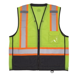 Ergodyne GloWear 8251HDZBK Two-Tone Safety Vest Zipper Class 2 Black Bottom - Hi Vis Lime