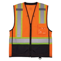 Ergodyne GloWear 8251HDZBK Two-Tone Safety Vest Zipper Class 2 Black Bottom - Hi Vis Orange