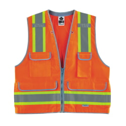 Ergodyne GloWear 8254HDZ Class 2 Two-Tone Zipper Heavy-Duty Surveyors Vest - Orange