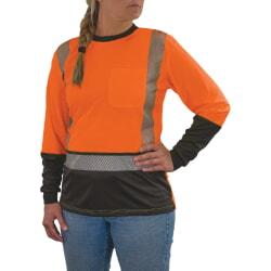 Ergodyne 8276BK Women's Hi-Vis Orange Long Sleeve T-Shirt Class 2