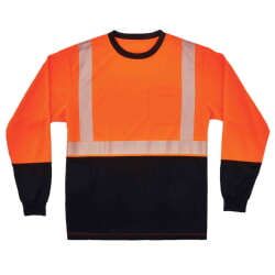 Ergodyne GloWear 8281BK Class 2 Long Sleeve T-Shirt Black Bottom - Hi Vis Orange