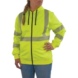 Ergodyne 8305 Women's Hi-Vis Green Hooded Zip Sweatshirt Class 3