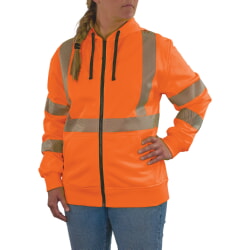 Ergodyne 8305 Women's Hi-Vis Orange Hooded Zip Sweatshirt Class 3
