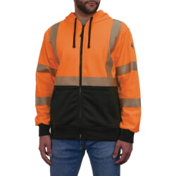 Ergodyne 8318BK GloWear Hi-Vis Orange Hooded Zip Sweatshirt Class 3
