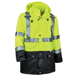 Ergodyne GloWear 8365BK Rain Jacket Class 3 Black Bottom - Hi-Vis Lime