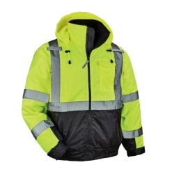 Ergodyne GloWear 8377 Winter Bomber Jacket Type R Class 3 Black Bottom - Hi Vis Lime