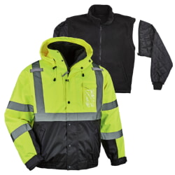 Ergodyne GloWear 8381 Winter Bomber Jacket 4-in-1 Type R Class 3 Black Bottom - Hi-Vis Lime