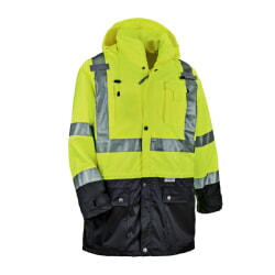 Ergodyne GloWear 8386 Hi-Vis Shell Jacket with Black Bottom Type R Class 3 - Hi Vis Lime