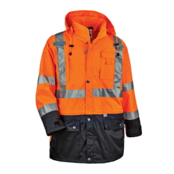 Ergodyne GloWear 8386 Hi-Vis Shell Jacket with Black Bottom Type R Class 3 - Hi Vis Orange