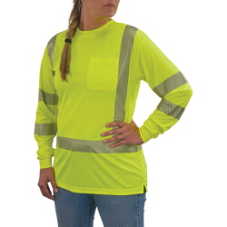 Ergodyne 8387 Women's Hi-Vis Green Long Sleeve T-Shirt Class 3