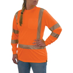 Ergodyne 8387 Women's Hi-Vis Orange Long Sleeve T-Shirt Class 3