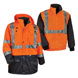 Ergodyne GloWear 8388 Winter Jacket Parka 4-in-1 Class 2 Black Bottom - Hi Vis Orange