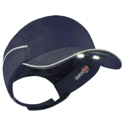 Ergodyne Skullerz 8965 Short Brim Navy Lightweight Bump Cap Hat + LED Lighting