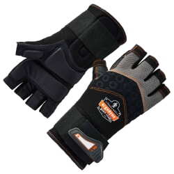 Ergodyne ProFlex 910 Black Half-Finger Impact Gloves And Wrist Support