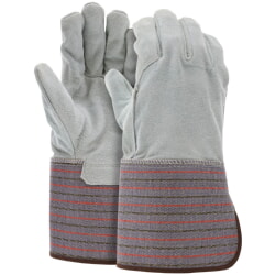 MCR Safety 1318 Cowhide Split Leather Work Glove With Long Durable Rubberized Cuff [12 PACK]