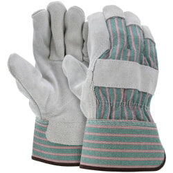 MCR Safety 1350 Cowhide Split Leather Palm Work Glove With Durable Rubberized Cuff [12 PACK]