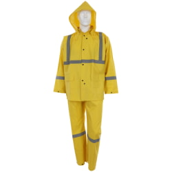 MCR Safety 2403R 3 Piece Waterproof Yellow Rain Suit With Reflective Tape