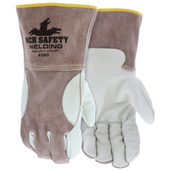 MCR Safety 4960 Cowhide Leather Welding Glove Split Leather Back 4 Inch Split Leather Cuff