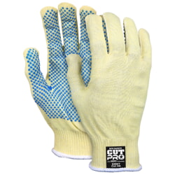 MCR Safety 93847 CutPro Gloves  13-Gauge Aramid Shell, PVC Palm, Cut Resistant [12 Pack]