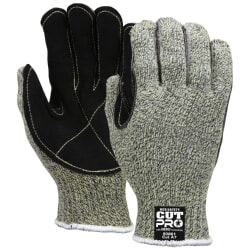 MCR Safety 93861 CutPro Gloves  7-Gauge Aramid Shell, Leather Palm, Cut/Heat Resistant [12 Pack]