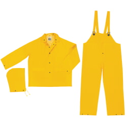 MCR Safety FR2003 3 Piece Waterproof Yellow Rain Suit With Limited Flammability