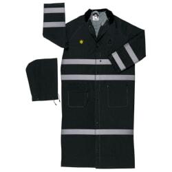 MCR Safety FR267C Reflective Waterproof Ankle Length Black Raincoat With Limited Flammability