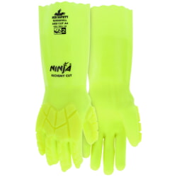 MCR Safety N2659HVL Hi Viz Alchemy Cut A4 Work Glove 14 Inch Long 15 Gauge Green