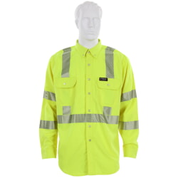 MCR Safety SBS1027 FR Cotton Long Sleeve And Vented Hi-Viz Green CAT 2