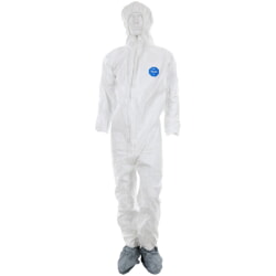 MCR Safety TY122S Tyvek Coverall W/ Hood Skid-Resist Boots White [25 Pack]
