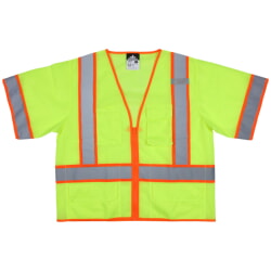 MCR Safety  V3210 Class 3 Safety Vest Hi-Viz Green Zipper Front
