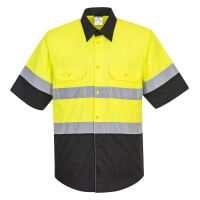 Portwest E067YBR Two Tone Short Sleeve ANSI Work Shirt Hi Viz Green-Black